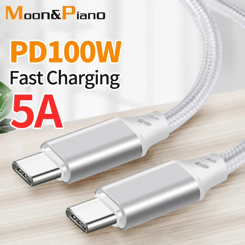 PD 100W 5A USB-C to USB-C Data Cable Fast Charger Cord Double Type C USB Cables Dual Type C Cable For Samsung Galaxy A1 A71 A20s