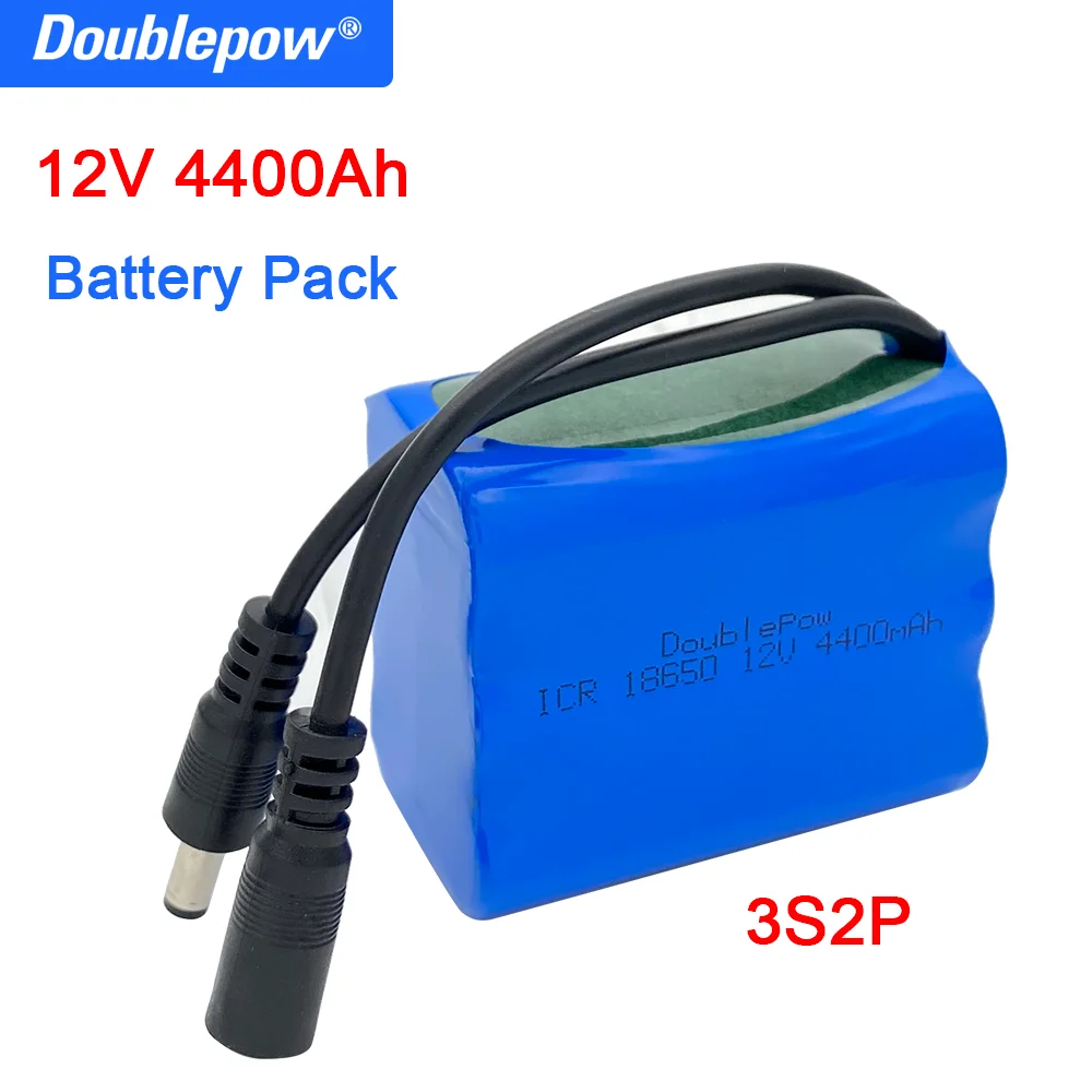 Doublepow 12v 4.4 Ah 18650 Rechargeable Batteries 12V 4400mAh with BMS Lithium Battery Pack Protection Board  for CCTV Camera