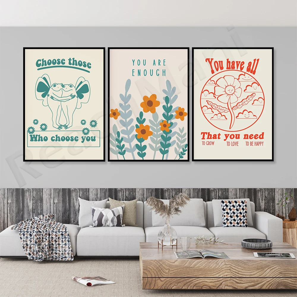 Typesetting and printing, choose the person who chooses you, you are enough, you have everything you need to print, retro Groovy