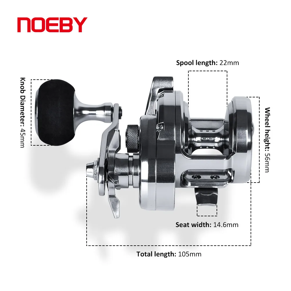 Imagem -03 - Noeby-slow Jigging Fishing Reel Água Salgada Trolling Liga de Alumínio Barco Lure Fundição 15kg 25kg Max Drag 5.2:1