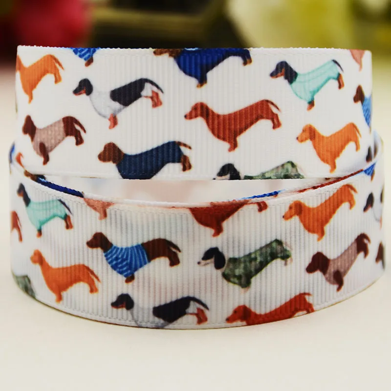 22mm 25mm 38mm 75mm Dog Cartoon printed Grosgrain Ribbon party decoration 10 Yards satin ribbons