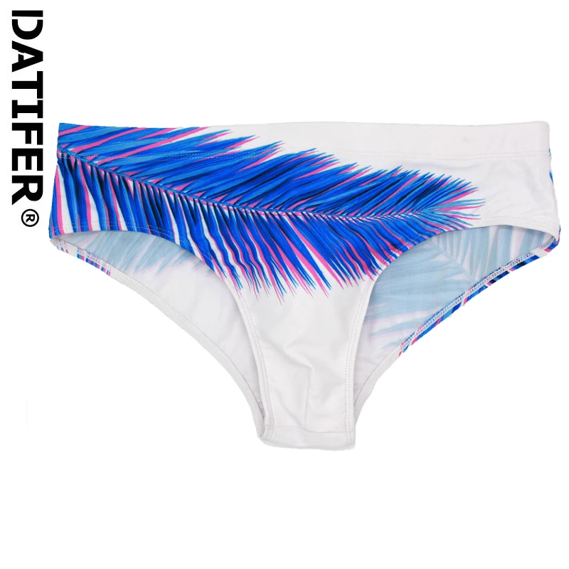 Datifer-Short de bain taille basse pour homme, culotte de natation imprimée, sous-vêtement de surf,