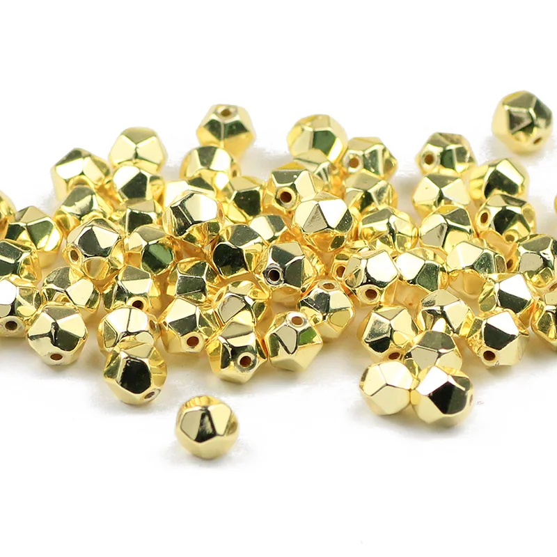 WLYeeS Faceted Round Hematite beads 3 4 6 8mm Rose gold Color Natural Stone Spacer loose bead for Jewelry Bracelet making Diy
