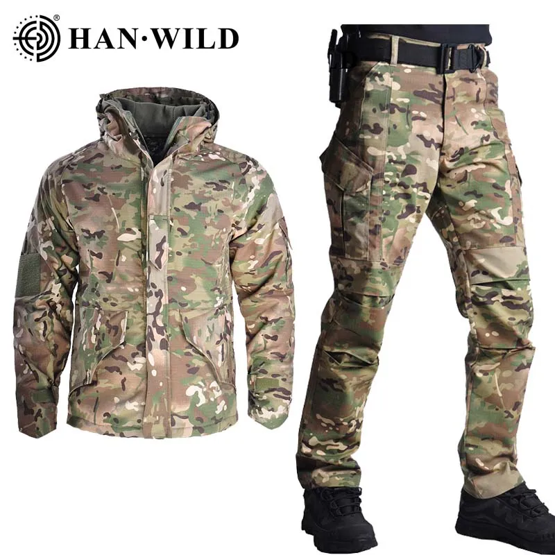 Chaqueta polar táctica militar – Camuflaje woodland con capucha desmontable