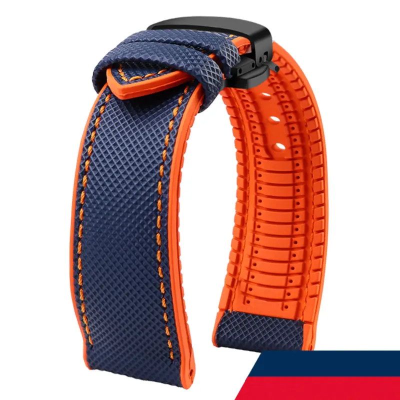 Carbon fiber rubber watchband 19 20mm 21mm 22mm 23 24mm for Longines Seiko omega Hamilton silicone strap wristband accessories image 3
