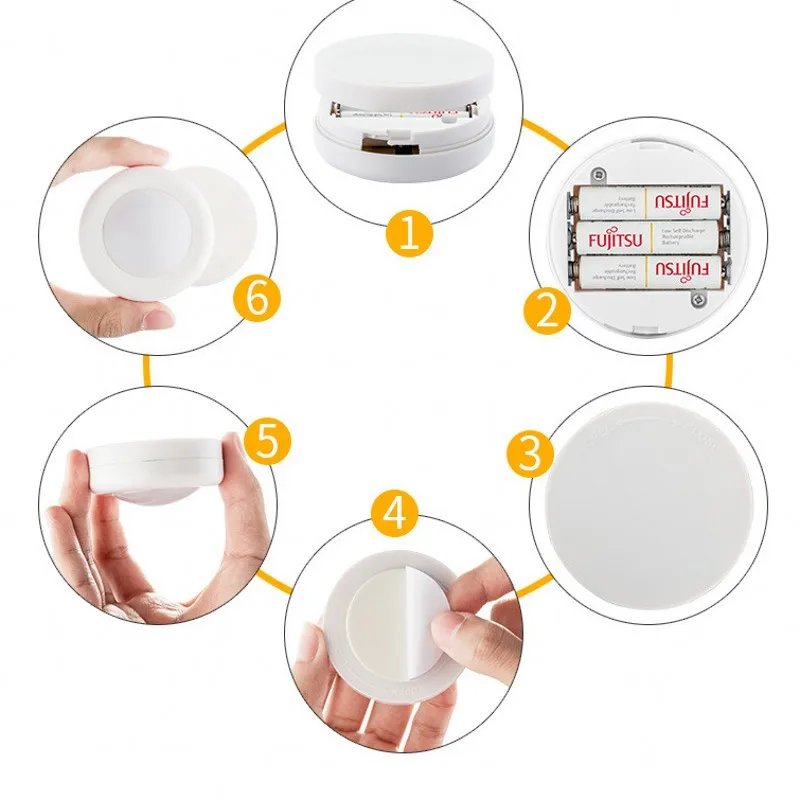 Imagem -05 - Lâmpadas Led Noite Controle Remoto de Energia da Bateria Adequado para Cozinha Escada Armário Luz sem Fio Pode Ser Escurecido Sensor Toque Cor Dupla