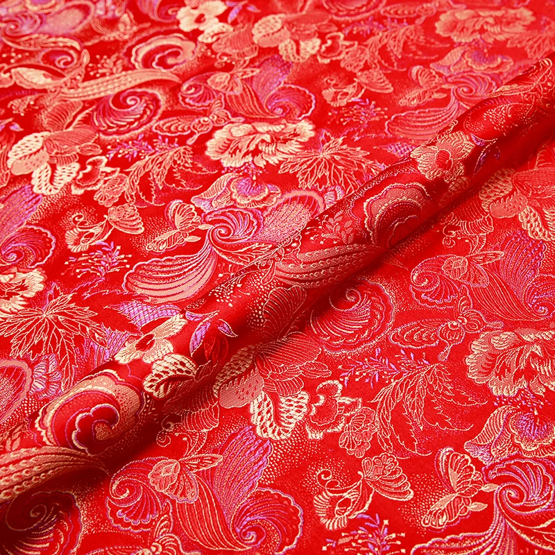 Satin-fabric brocade jacquard fabrics material for sewing cheongsam and kimono nylon fabric