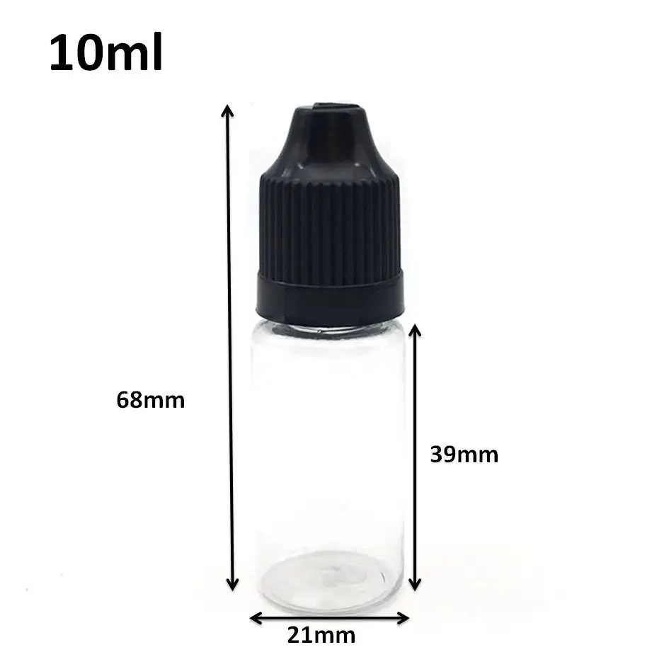 100pcs Clear PET 10ml Empty Plastic Dropper Bottle for Eye Drop E-Cigarette Liquid Needle Tip Hard Bottle