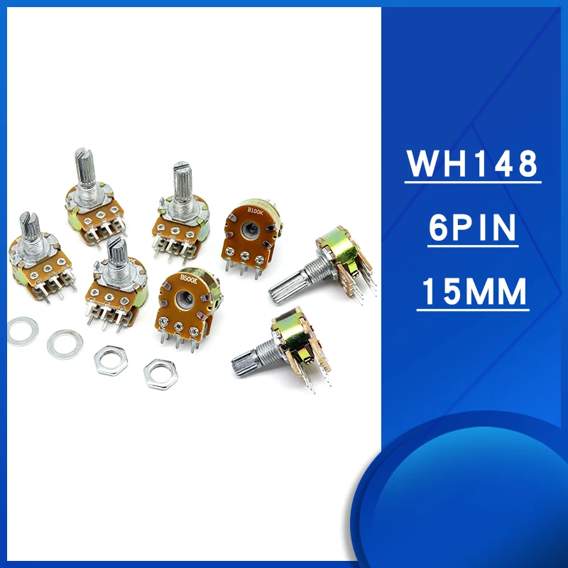 

Потенциометр WH148, 5 шт., 6 лампочек, длина 15 мм, B1K, B2K, B5K, B10K, B20K, B50K, B100K, B250K, B500K, B1M