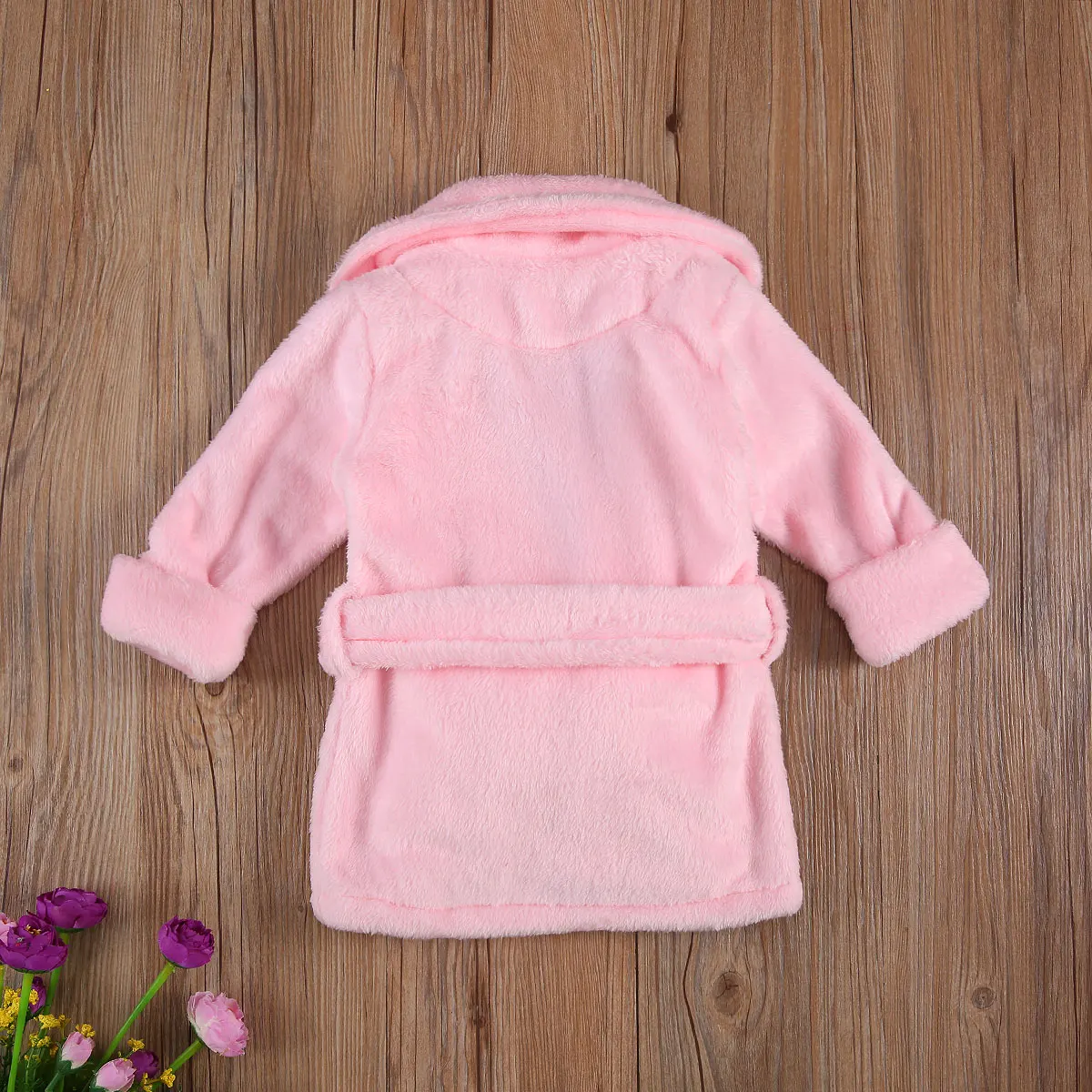 Toddler Baby Girl Boy Bathrobe Autumn Winter Warm Thick Long Sleeve Long Flannel Robe Soft with Belt Pocket Children\'s Clothing