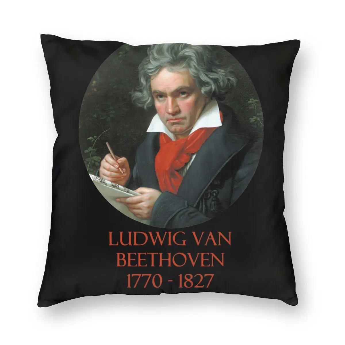 Ludwig Van Beethoven Square Pillow Case Throw Pillow Masterpiece Music Classical Symphony Vintage Pillowcase