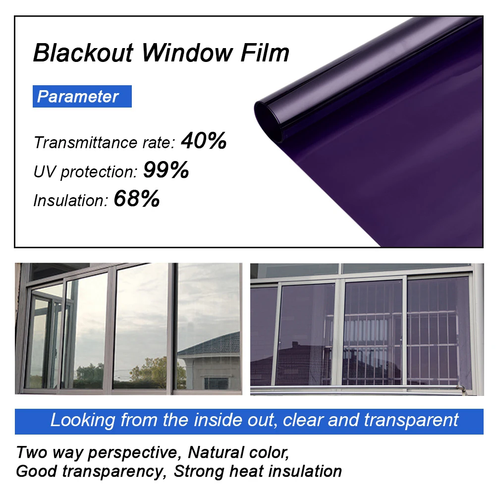 300cmx50cm Purple Car Window Foils Heat Control Anti UV Reflective Film Car Window Tint Tinting Film VLT 40% Clear