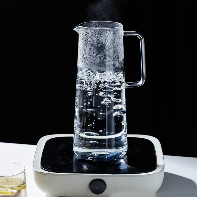Transparent Heat Resistant Glass Water Bottle, Kettle Jar, Large Capacity, Coffee Pot with Handle, Teapot Pitchers, 1.2L