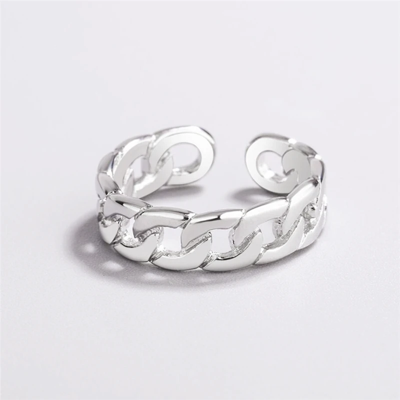 Sole Memory Hollow Mini Chain Silver Color Female Resizable Opening Rings SRI1006