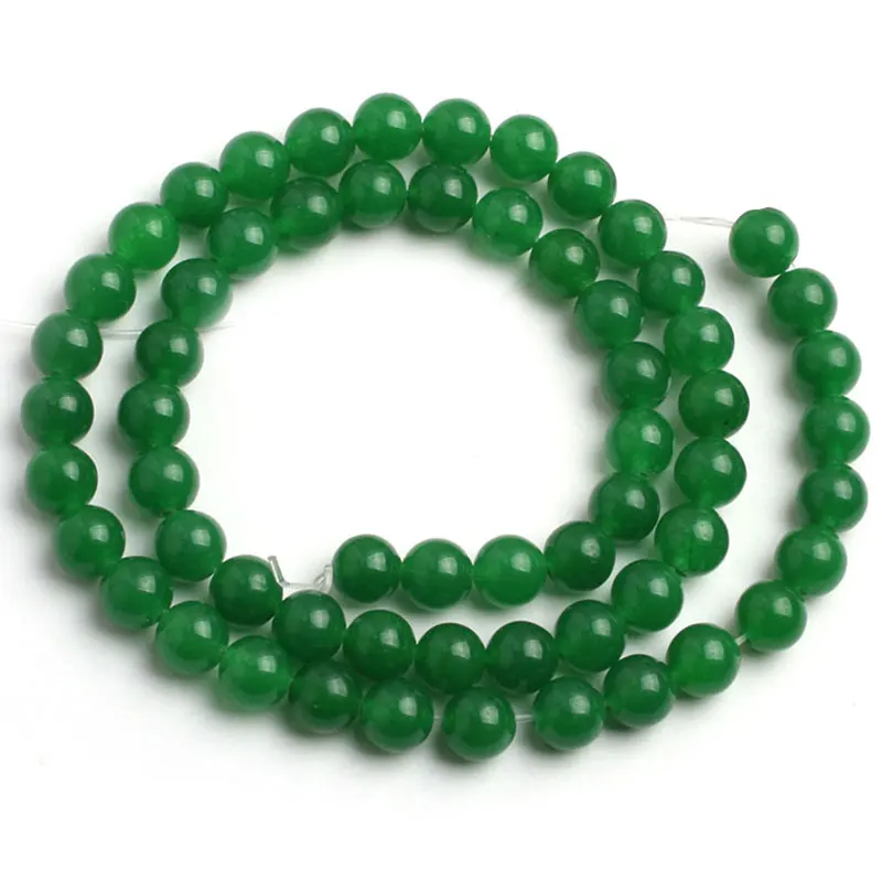 Green Jades Round Beads For Jewelry Making Strand 15\