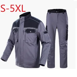 Work Clothing Thick Welding Suit Wear-resistant Uniform Durable Reflective Safe Work Jacket Multi Pockets Canvas Cargo Coverall