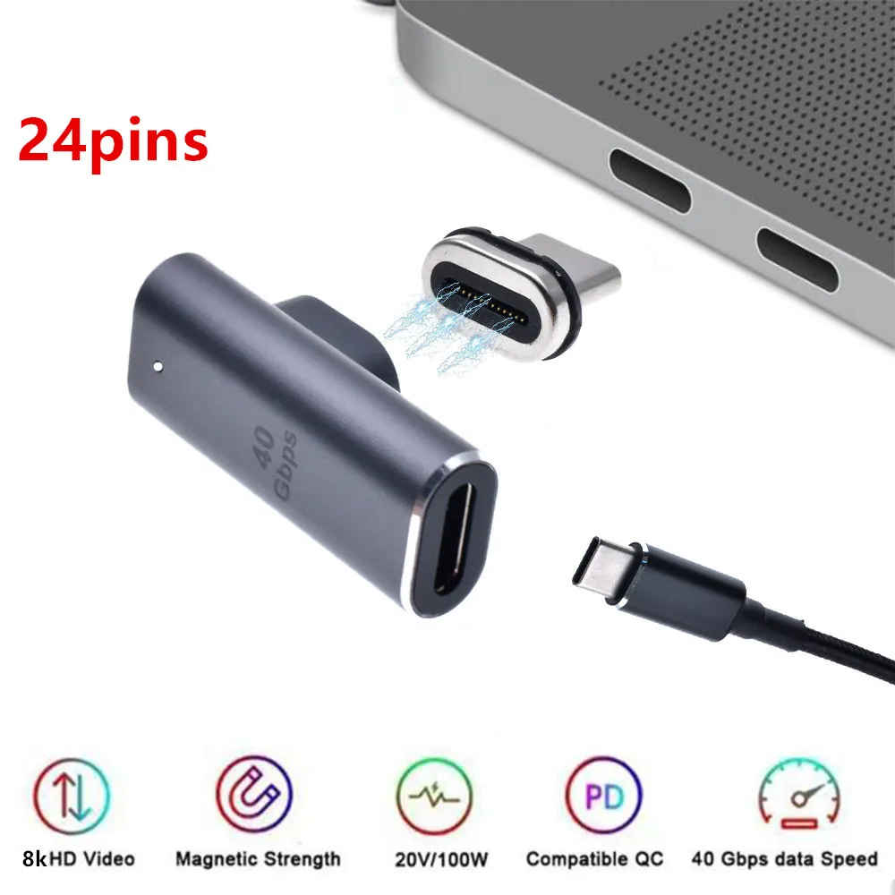 Magnetic USB C Adapter 24Pins Type C Connector Thunderbolt 3 PD 100W Fast Charging 10Gbp/s Converter for iPad MacBook Pro Switch