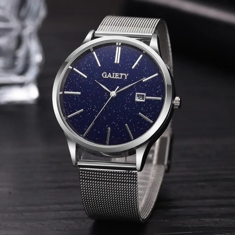 2021 Minimalist Men Fashion Gold Ultra Thin Watches Simple Men Business Stainless Steel Mesh Belt Quartz Watch Relogio Masculino