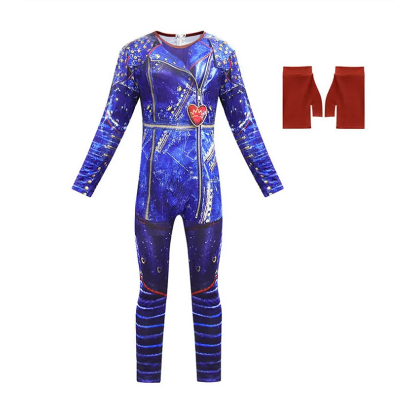 New Kids Costume di Halloween per ragazze Evie Mal Descendants 3 costumi Cosplay con parrucca tuta da carnevale per bambini Catsuit