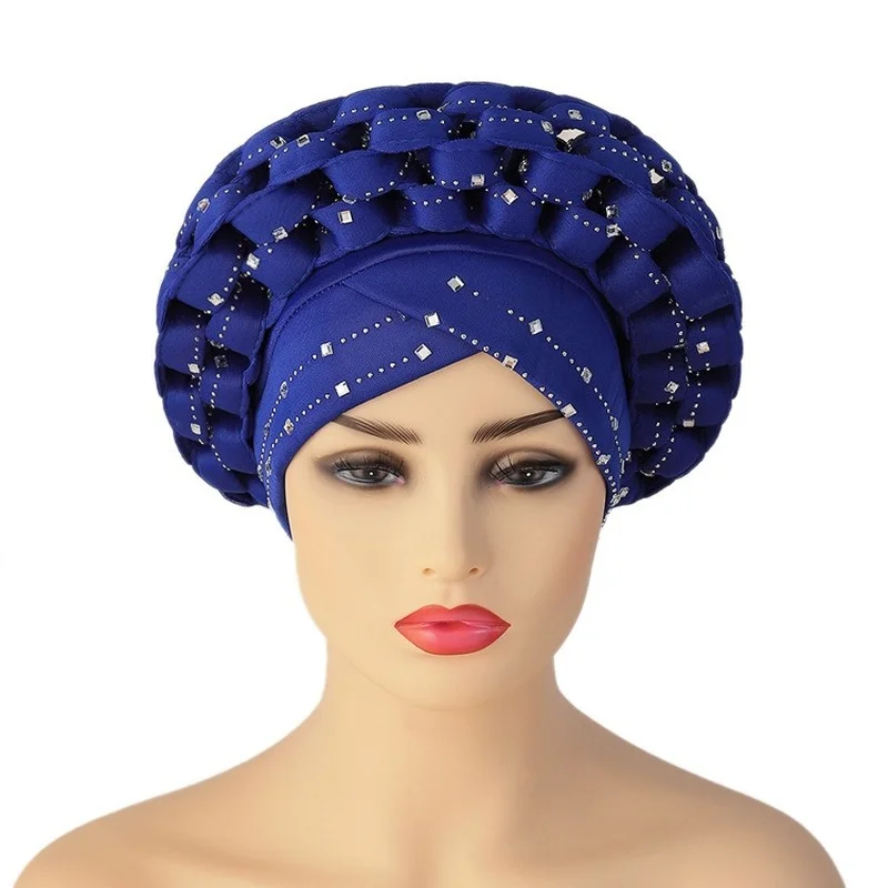 Diademas africanas de Auto, Gele Aso Oke listas para usar, autogel de África, Hijab brillante, gorro nigeriano de boda, turbante musulmán, envoltura