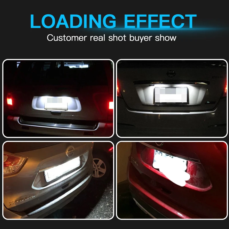 2Pcs White 18SMD LED Car Number License Plate Lights For Nissan X-Trail T32 Rogue Murano Altima Maxima NV1500 NV2500 NV3500