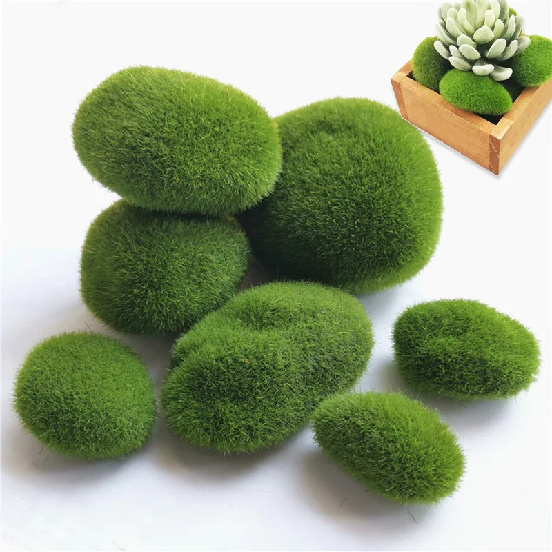 Artificial Moss Rocks Decorative, Green Moss Balls,for Floral Gardens and Crafting Photography Props Lawn Meadow moss pebbles