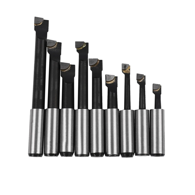 9Pcs durevoli barre di alesatura con gambo in lega dura Set di barre in metallo duro 12Mm per testa noiosa da 2 pollici 50Mm per fresatura del tornio