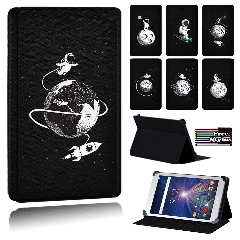 

For Acer Iconia One 8 B1-810/B1-811/Iconia One 8 B1-850/Iconia One 8 B1-860/B1-870 Leather Astronaut Printing Tablet Case + Pen