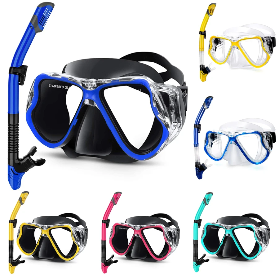 Anti-fog Diving Mask Snorkel Tube Set for Adult Professional  Snorkel Full Breath Tube Gear Underwater Swim Goggles Equipment