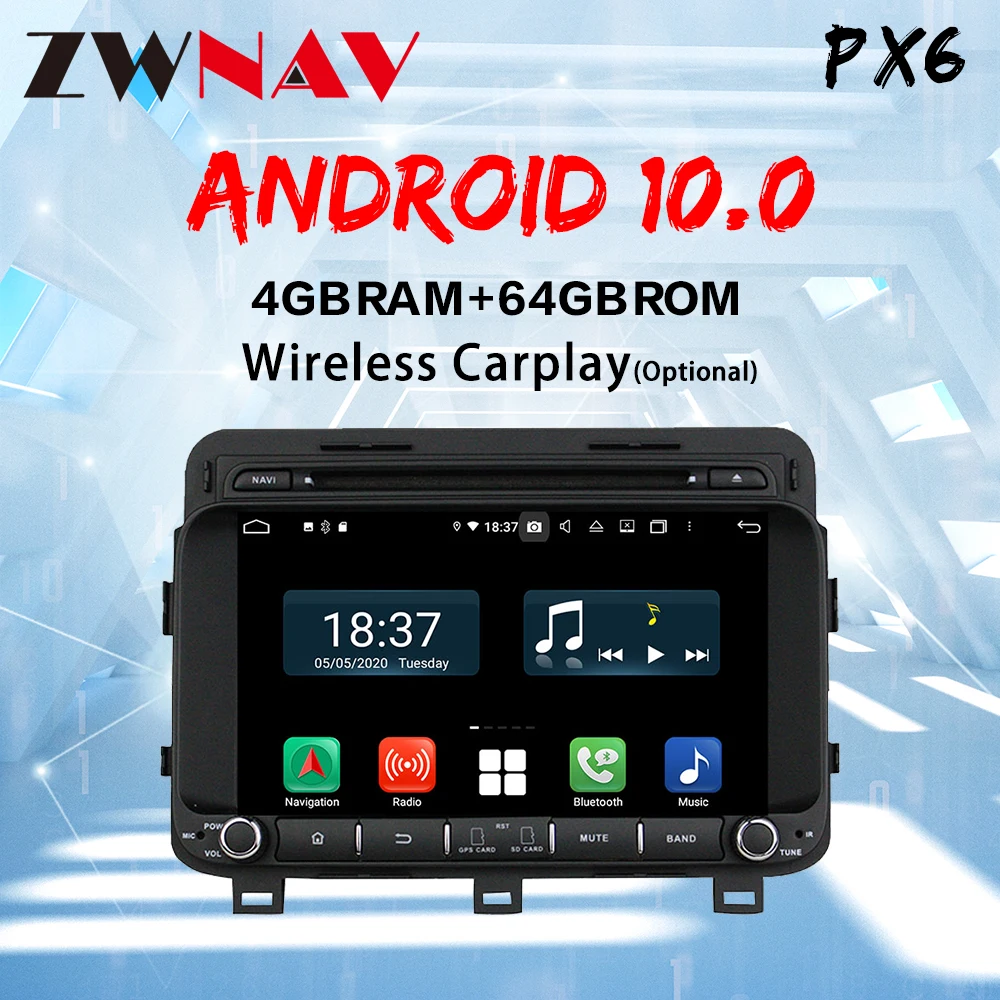 ZWNAV Android 10 4G+64G DSP CARPLAY Car Radio Multimedia Video Player For Kia K5 Optima 2014-2016 Navigation GPS 2 din autoradio