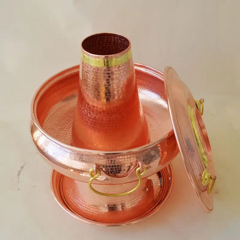 Pure Copper Hot Pot Handmade Thick Home Restaurant Use With Lid