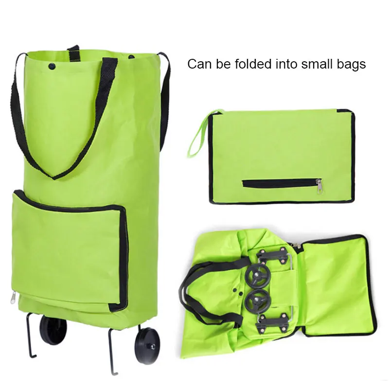 Newly Portable Wheeled Bag High Capacity Supermarket Folding Shopping Bag Trolley Cart Handle Bag