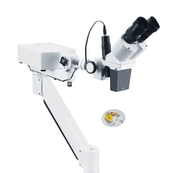 Microscopio chirurgico a LED per laboratorio odontoiatrico Ingrandimento binoculare standard 10X con braccio lungo regolabile per il trattamento endodontico