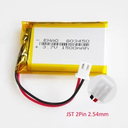 803450 3.7V 1500mAh LiPo Rechargeable Battery With JST XHR 2.54mm 2pin Connector For MP3 DVD PAD Camera GPS Laptop Mobile Phone