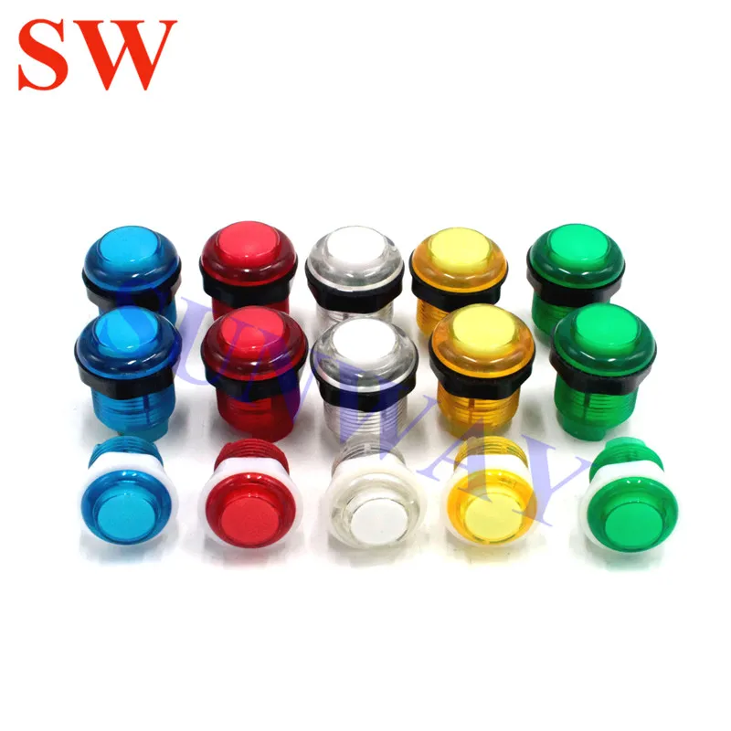 15pcs High Quality Arcade 12V Round LED Illuminated Push Button 28mm colorful led lighted Screw-in Type for Arcade Game Console