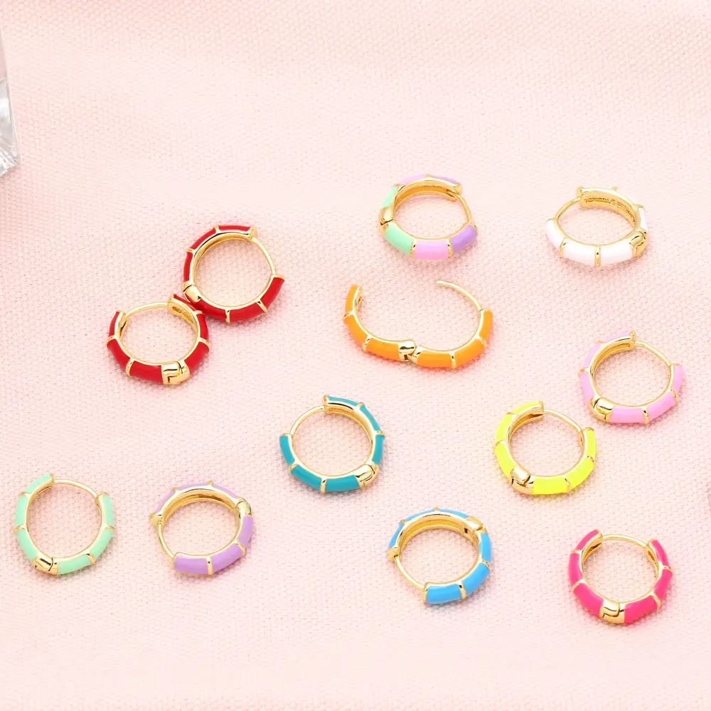 Clearance Earrings / Enamel Colorful Hoop Earrings for Women Gold Plated Earrings CZ Jewelry ersy92