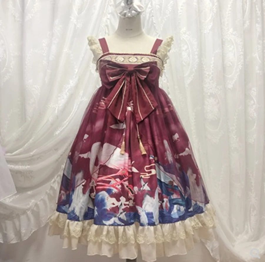 Trung Quốc Phong Cách Ngọt Công Chúa Lolita Đầm Retrobowknot Dễ Thương In Cao Cấp Victoria Đầm Bé Gái Tiệc Trà Gothic Lolita Jsk