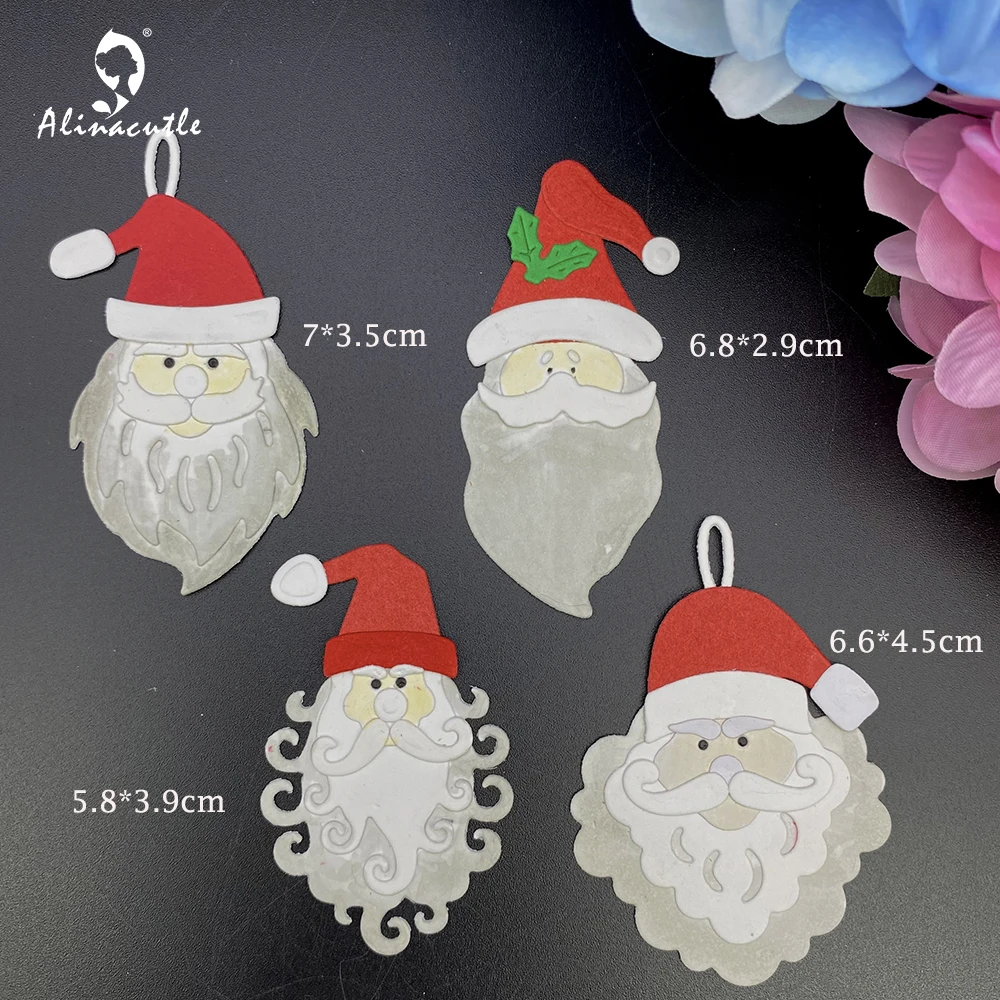 Alinacutle Metal Cutting Die Cut 4Pcs Christmas Santa Tag Set Scrapbooking Paper Craft Album Handmade Card Template