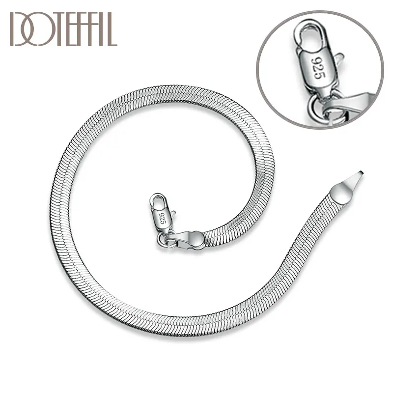 DOTEFFIL 925 Sterling Silver 4MM Snake Chain Bracelet For Woman Men Charm Gift Party Wedding Engagement Fashion Jewelry