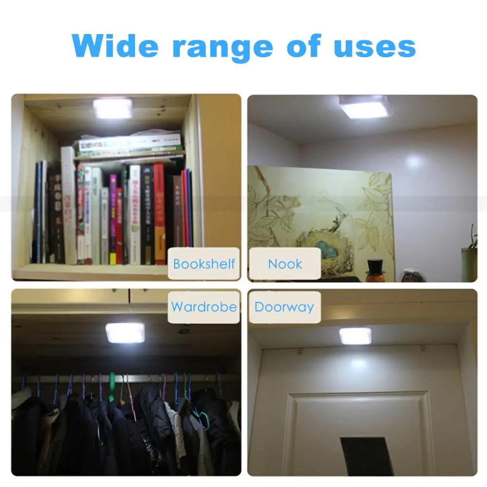 Square Motion Sensor LED Night Light Household Night Lighting Tool LED Induction Lamp Battery-powered Low Energy Consumption