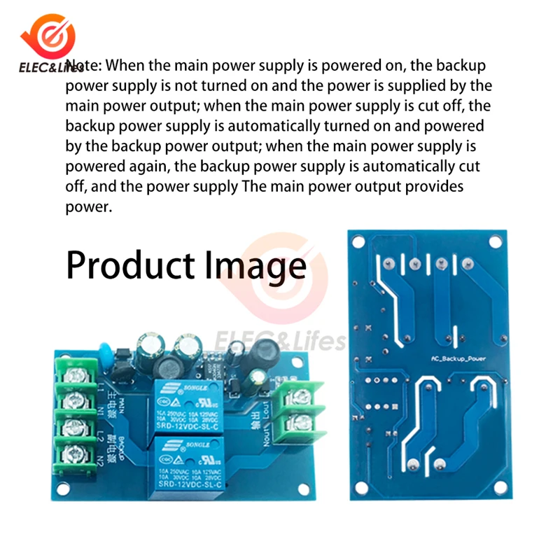 220V 2 Way Power Automatic Switcher 10A Dual Power Supply Two input And One Output Power Failure Transfer Switch Board Module