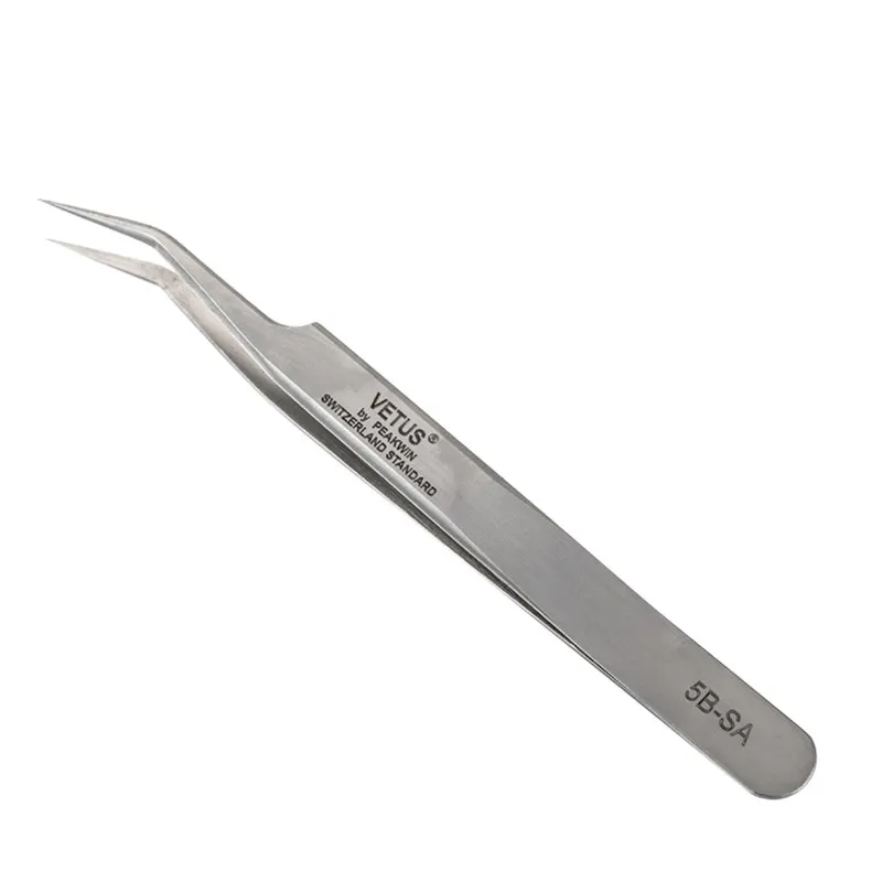 VETUS 5B-SA Tweezers For Eyelash Extension Professional Stainless Steel False Eyelash Tweezers Non-magnetic 3D accurate tweezers