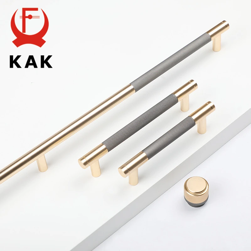 

KAK Gold Kitchen Handle European Light Luxury Style Dresser Cabinet Knobs and Handles Copper Furniture Handle Door Hardware