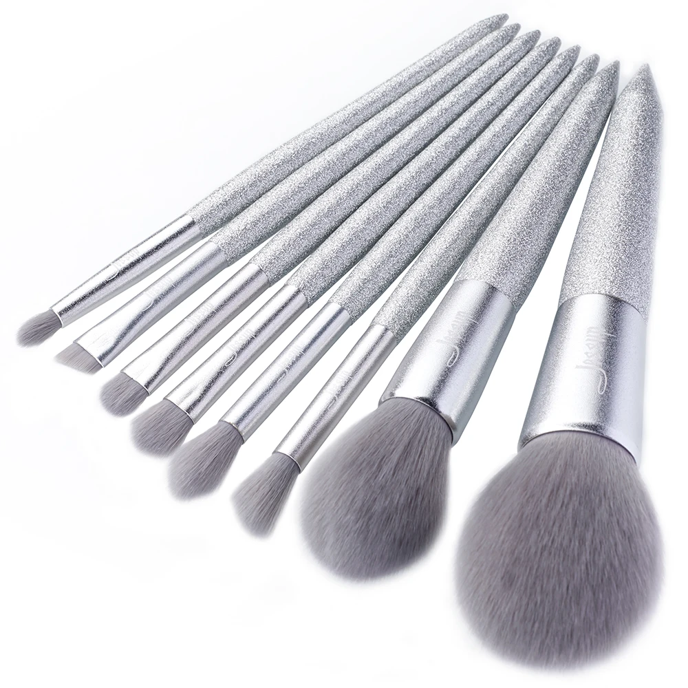 Jessup-Pinceau de maquillage 8 pièces, brosse à poudre, fard à barrage, fond de teint, cheveux synthétiques, boîte cadeau, fête brillante