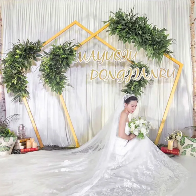 

Wedding Arch Metal Hexagonal Backdrop Flower Stand Geometric Home Party Decoration