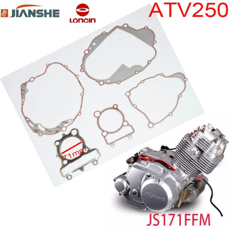 Jianshe 250cc ATV cylinder head atv250 rato bashan lx250 250cc gasket engine loncin quad JS171MM lc171mm free shipping