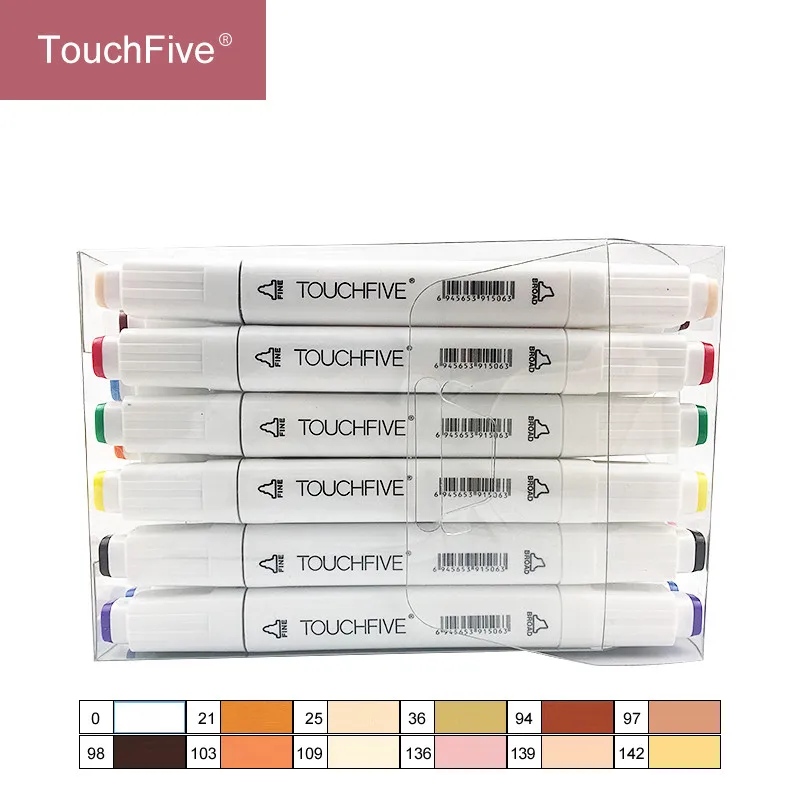 TOUCHFIVE 12/24/36Colors Marker Skin Tones Set Art Markers Pen Artist Dual Headed Alcohol Based ink Manga Brush Pen For Coloring