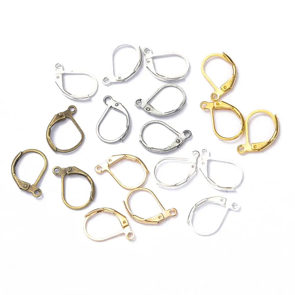 10pcs 10x16mm Copper 6 Colors French Earring Hook Ear Wire Earrings Clasps Blank Base Accessories for DIY Jewelry Making Setting