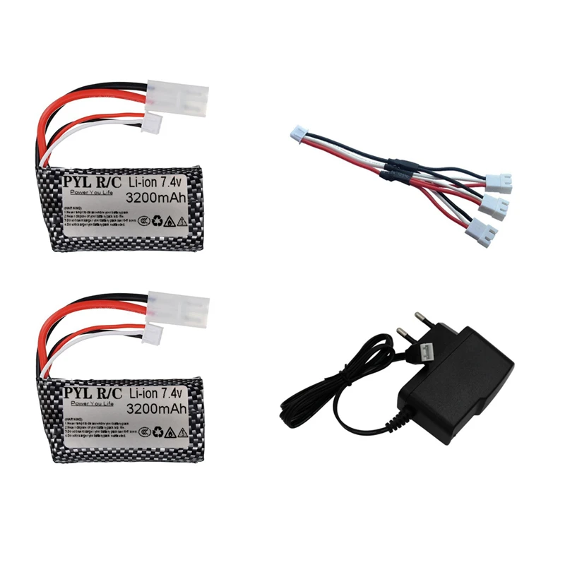 In stock (Tamiya 2P Plug) 7.4V 3200mAH 18650 25C Li-ion Batery With Charger For RC Helicopter Car Tank Boat Toys 2S 7.4V battery