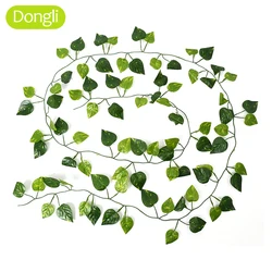 Guirnalda de hojas de hiedra colgante Artificial de seda verde, plantas, vid, hojas de uva, decoración de baño para el hogar, conjunto de decoración de fiesta de jardín, flor falsa